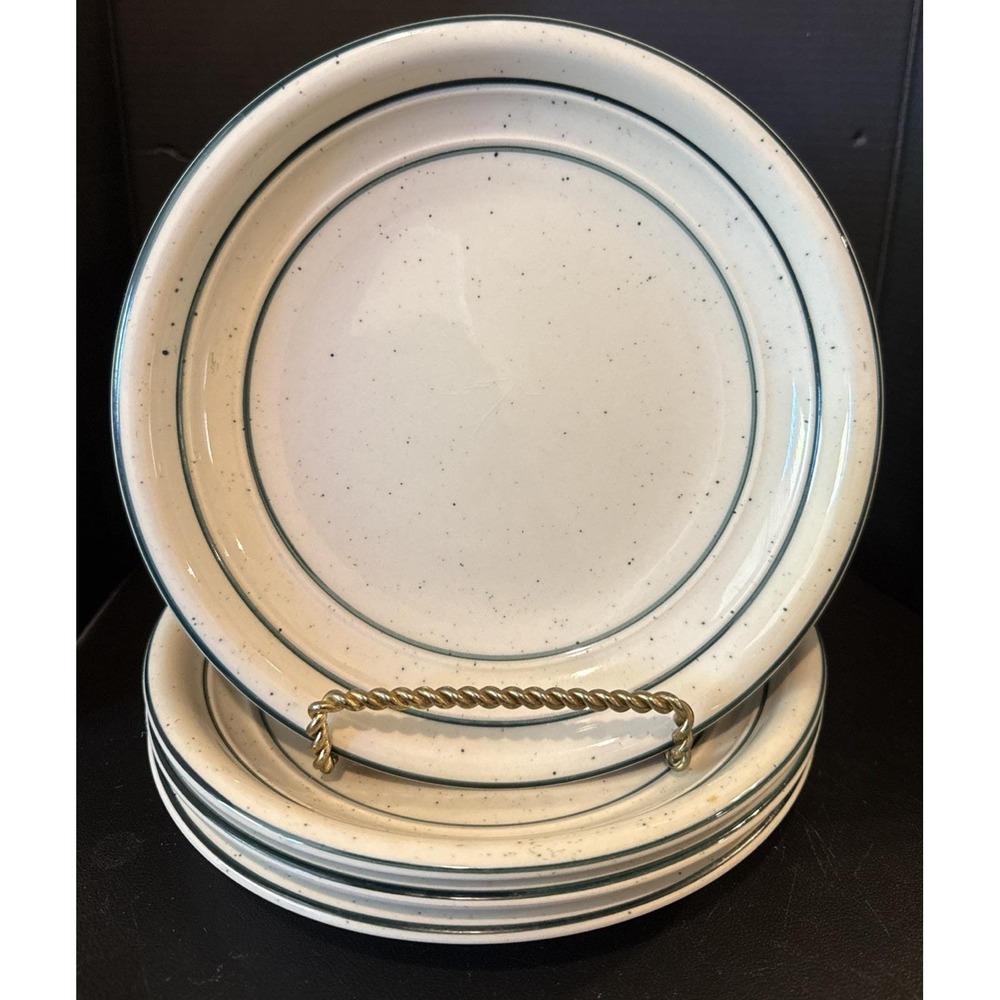 Tienshan Country Crock Green Flecks Salad Plate Plates 7.5 Inch Set Of 4 Vintage